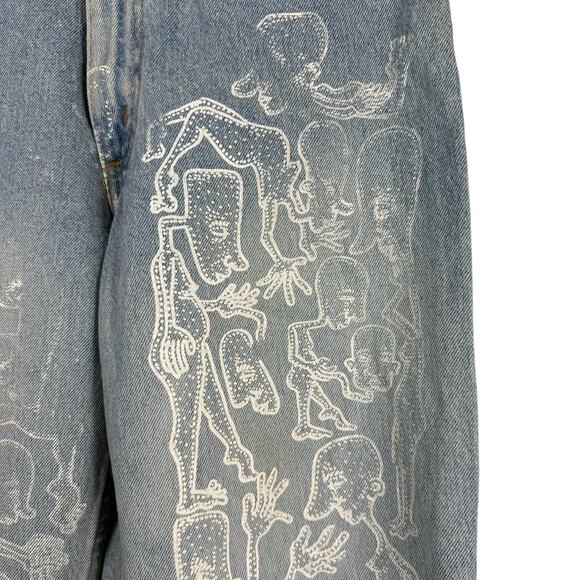 Aeropostale Jeans Womens 10 90's Baggy Light Wash Blue Denim Custom Graphic - Picture 9 of 16